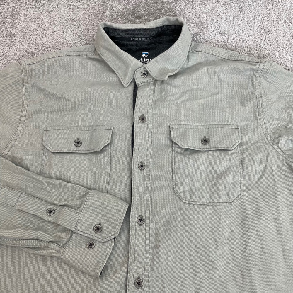 Kuhl Flannel Shirt Mens Medium Descendr Tencel Cotton Button Up